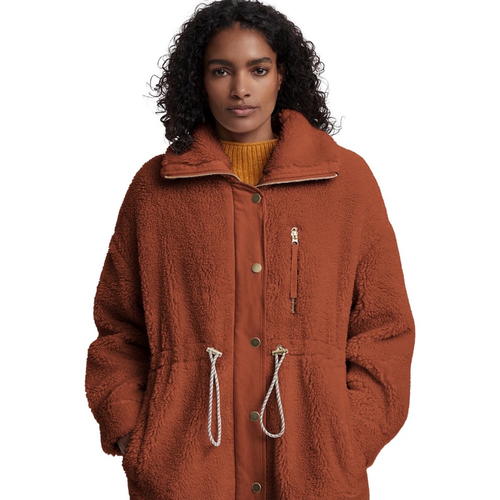 Varley Jones Teddy Long Coat in Caramel Cafe - Picture 2 of 10